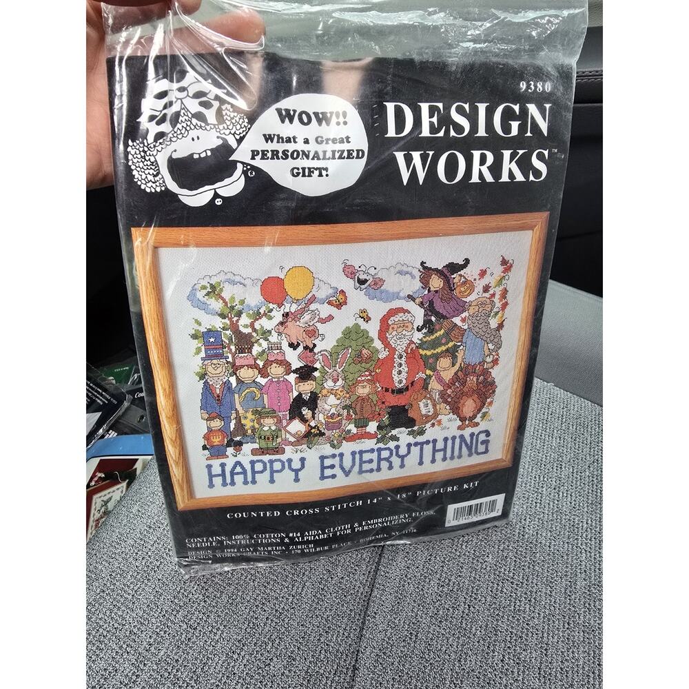 Design Works Happy Everything-All Holidays 1994 Cross Stitch Kit 9380 14x18